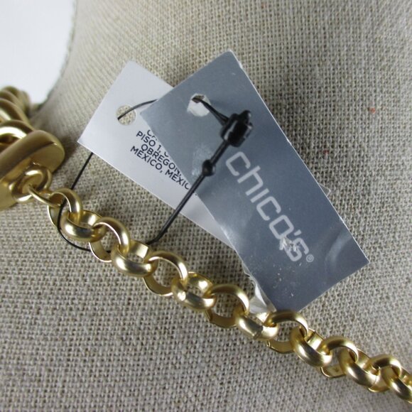 Chico's Mixed Metal Chunky Chain Link Bib Necklace NWT $59 - Picture 9 of 9